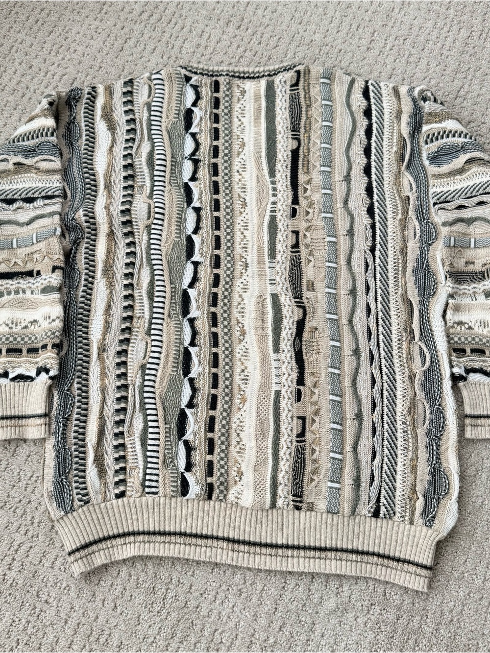 American Vintage Coogi Style Beige and Black Striped Knit Sweater - Picture 5 of 5